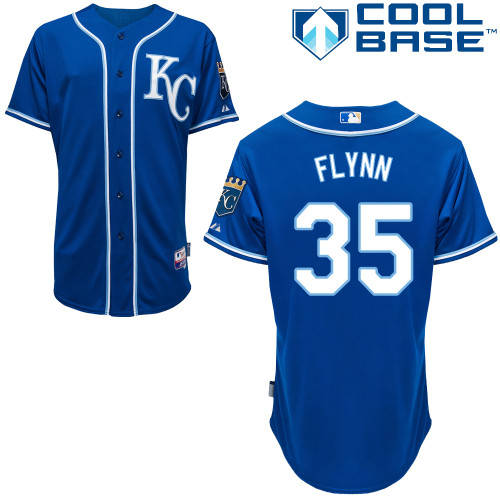 Brian Flynn #35 Youth Baseball Jersey-Kansas City Royals Authentic 2014 Alternate 2 Blue Cool Base MLB Jersey